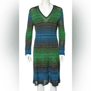 Missoni Colorblock Ripple Knit Sheath Dress Euro 44 Us 8 Chevron Open Knit